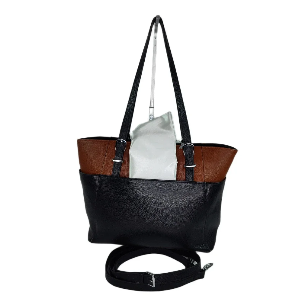 Over Earth Large Leather Tote/Shoulder Handbag/Crossbody-Black/Brown Gently Used